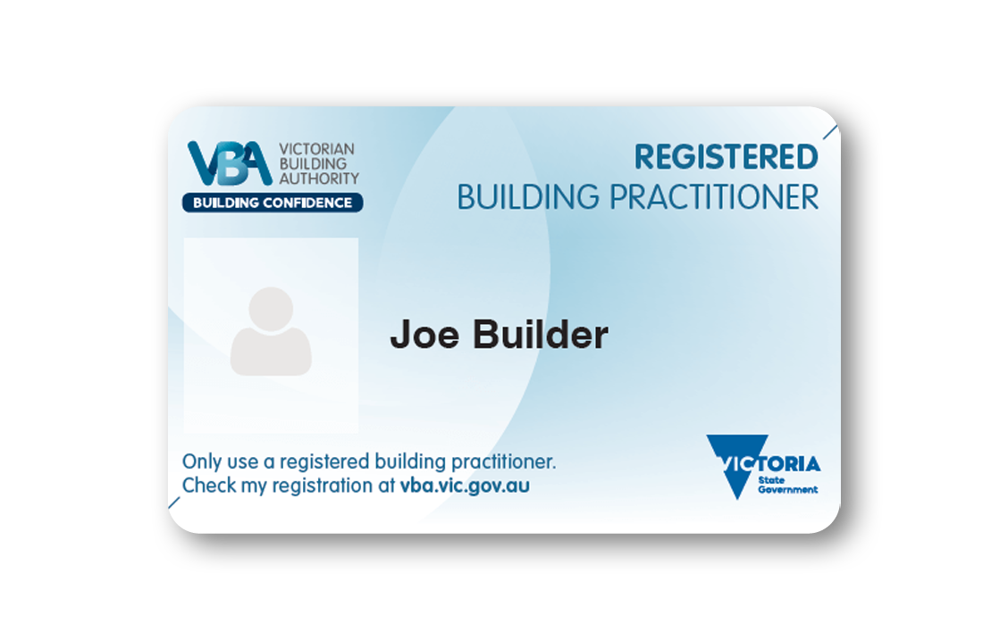 A victoria building practitioner id card for joe builder