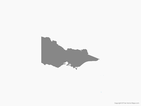 A silhouette of the state of victoria on a white background.