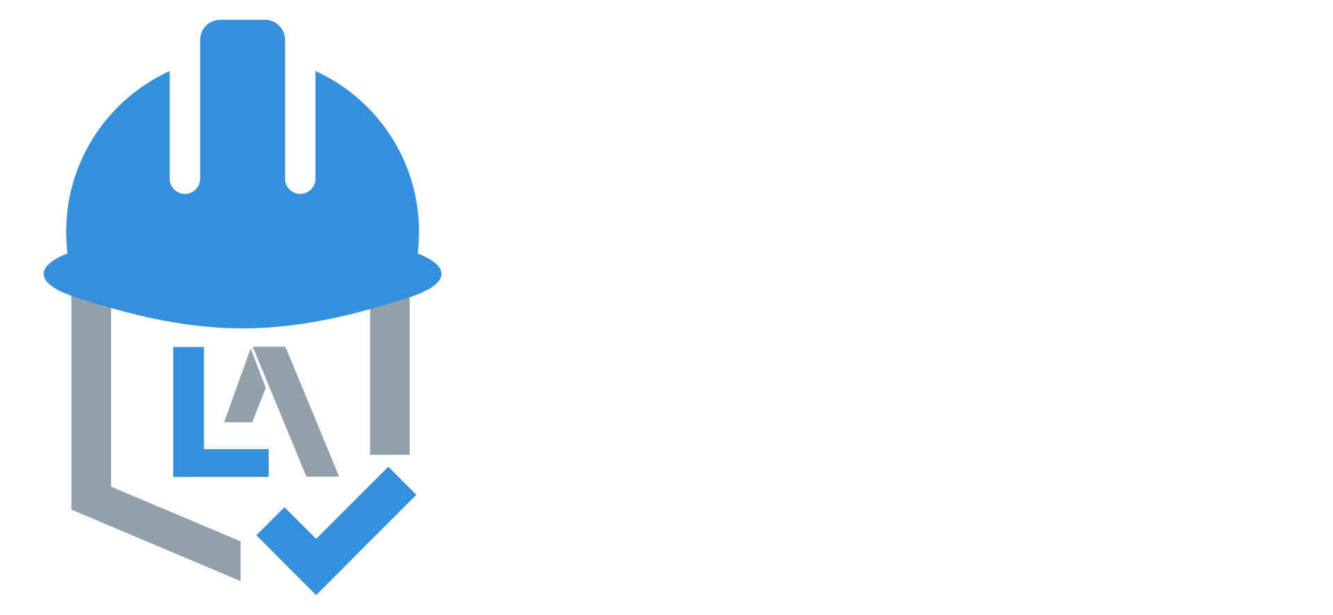 A logo for licensing advice with a blue hard hat and a check mark.