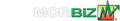 MORBiz logo with green text, a graph icon, and a red box.