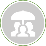 family under an umbrella icon