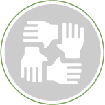 square created by hands grabbing wrists icon