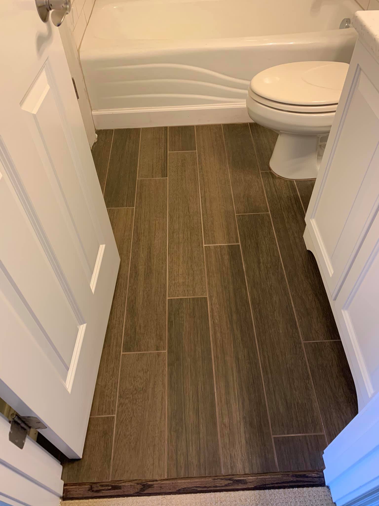 Bathroom Hardwood Floor— Winston-Salem, NC — Foust Flooring