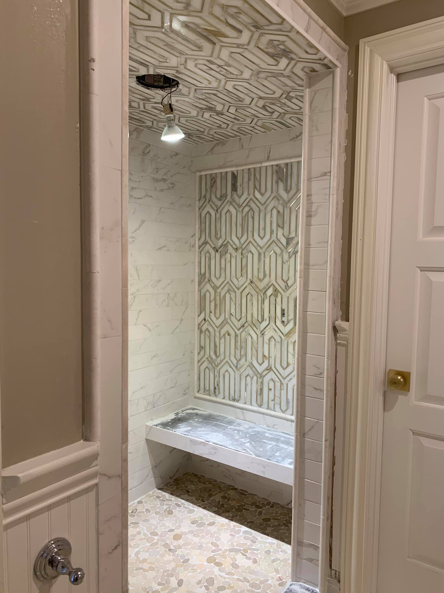 Small Bathroom Tiles With Pattern Design — Winston-Salem, NC — Foust Flooring