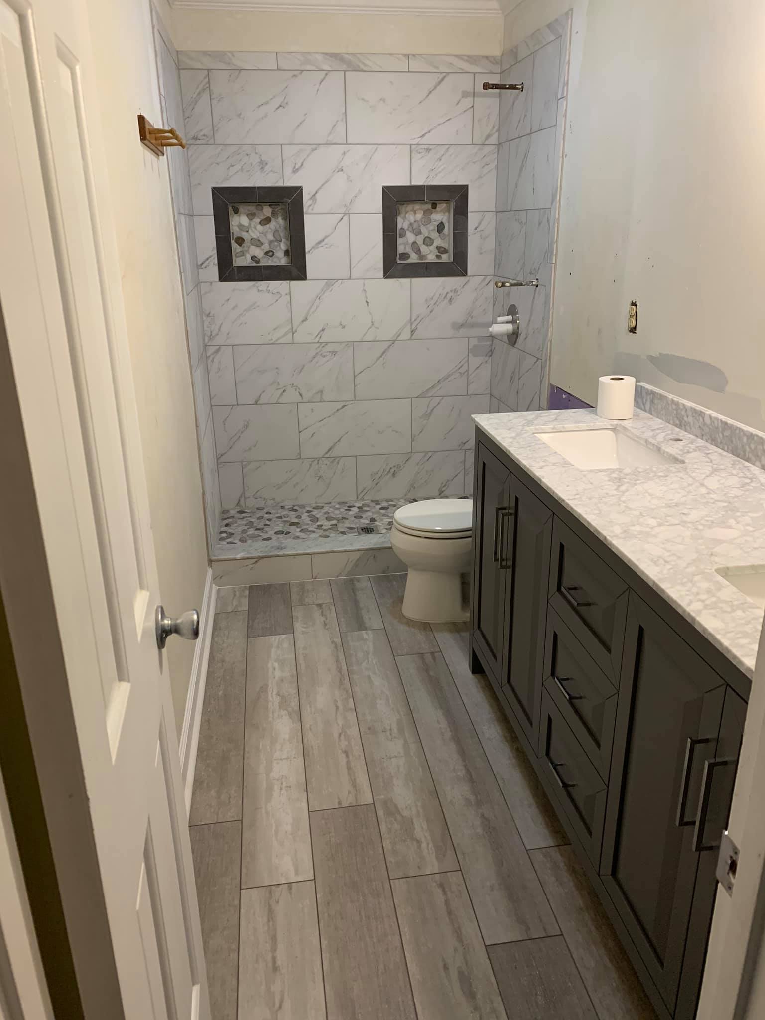 Bathroom Floor And Cabinet — Winston-Salem, NC — Foust Flooring