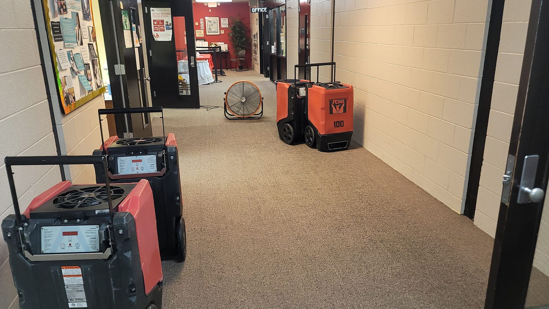 A hallway with a lot of machinery in it