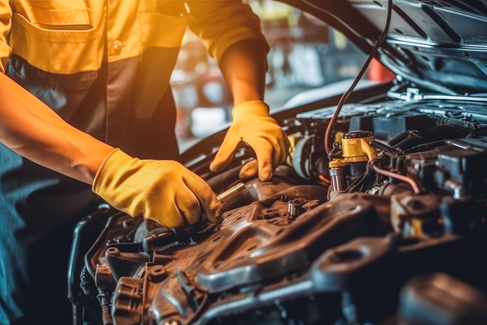 A mechanic is working on the engine of a car in a garage  | Pro Auto Repairs