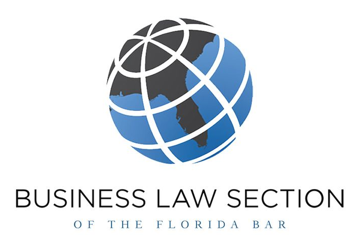 Globe with Florida highlighted, Business Law Section of the Florida Bar logo.