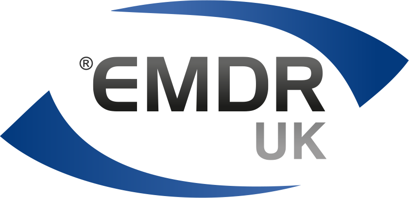 EMDR UK logo with blue curved lines around the letters