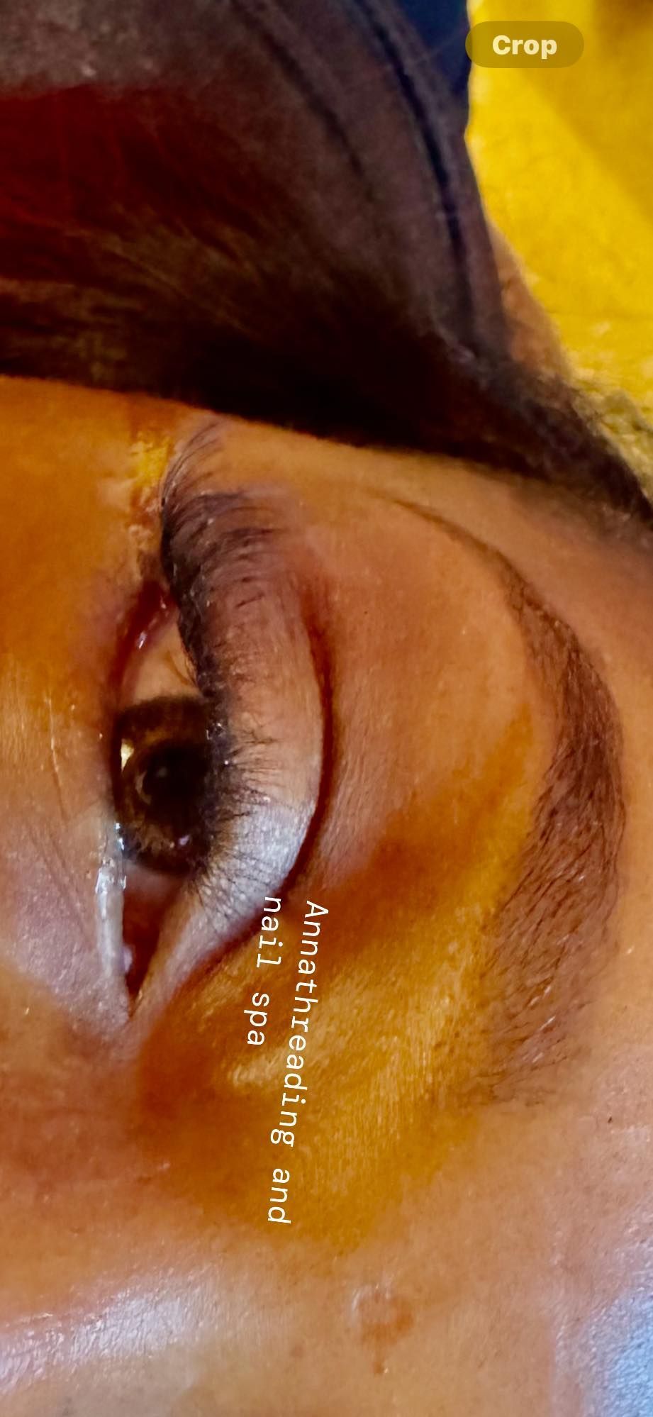 Close-up of an eye with a carefully shaped eyebrow.