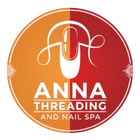 Logo for Anna Threading and Nail Spa, orange and red gradient background, white nail, text "Anna Threading and Nail Spa."