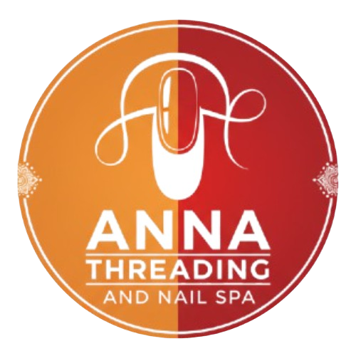 Logo for Anna Threading and Nail Spa, orange and red gradient background, white nail, text "Anna Threading and Nail Spa."