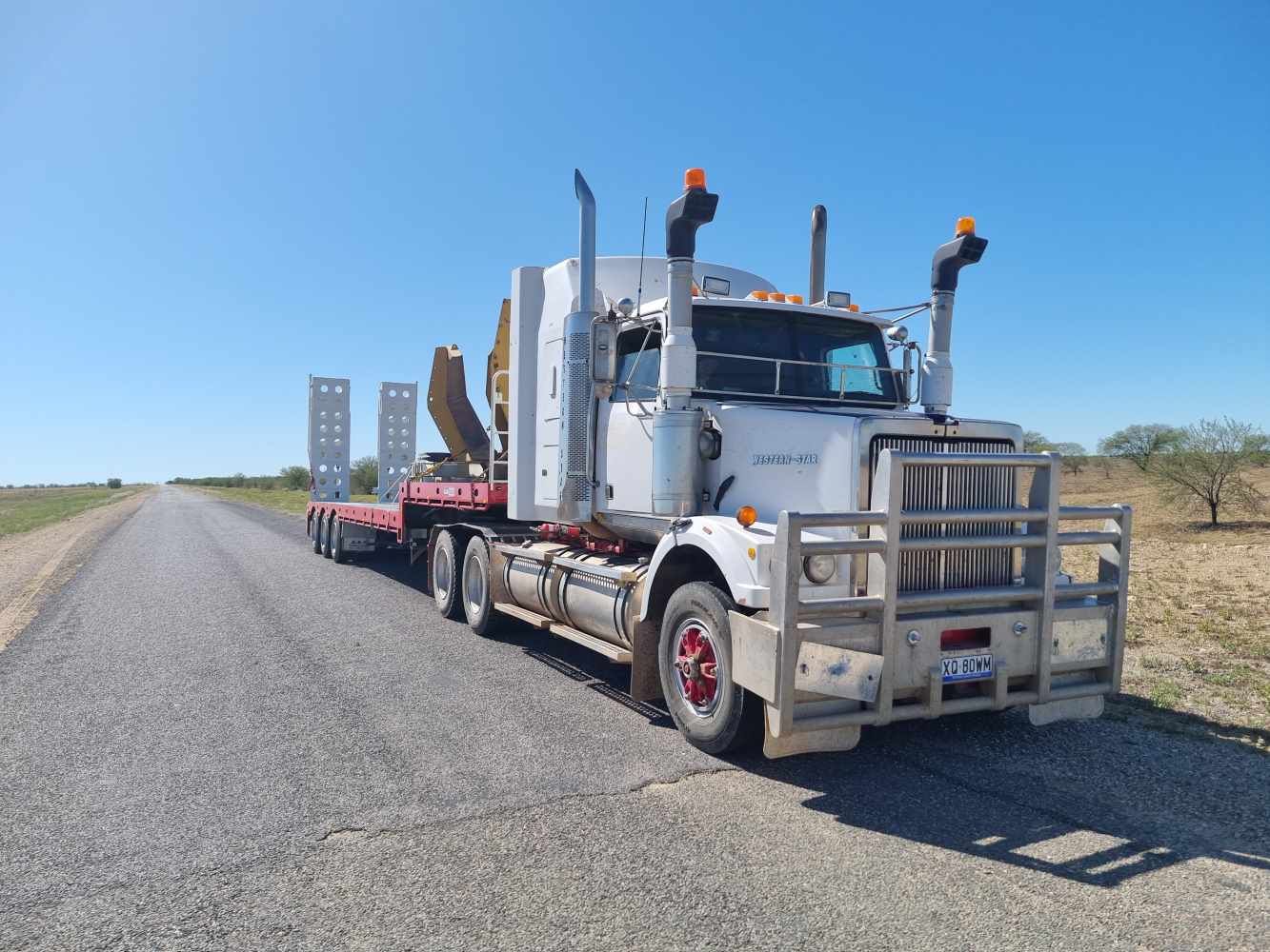 Semi Truck is Parked on the Side of the Road — Burnett Contracting in Cloncurry, QLD