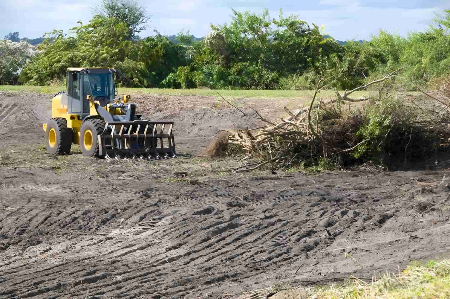 Bulldozer is Moving Dirt in a Field With Trees in the Background — Burnett Contracting in Cloncurry, QLD