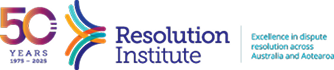 Logo for the Resolution Institute. Includes