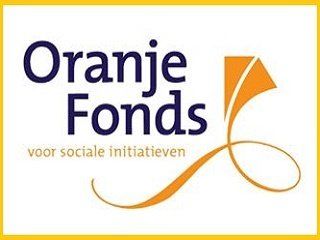Een logo voor oranjefonds met een vlieger erop