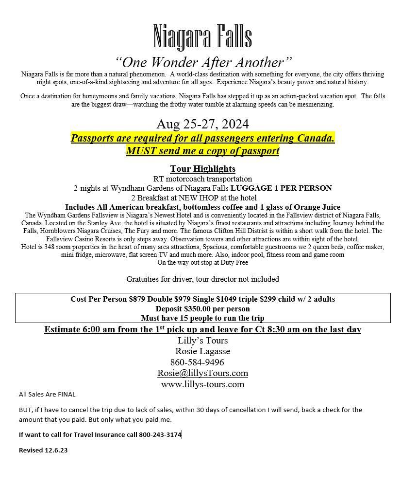 a flyer for niagara falls one wonder after another