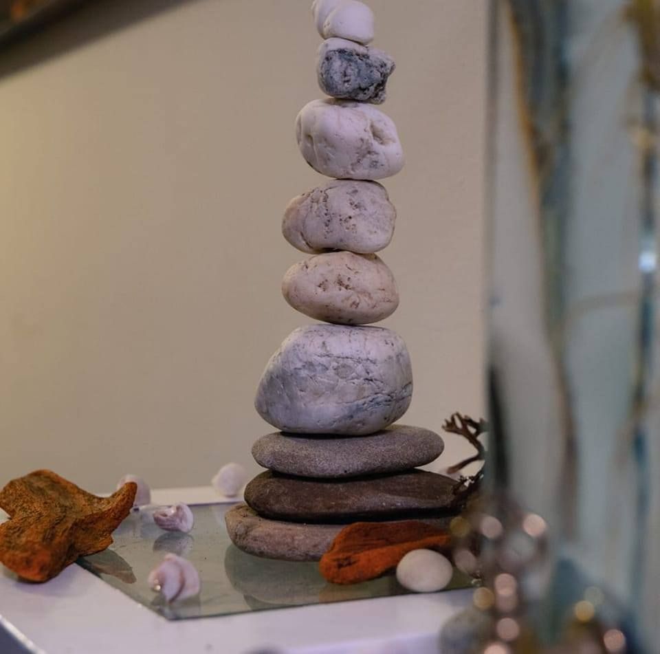 a stack of rocks on top of each other on a table