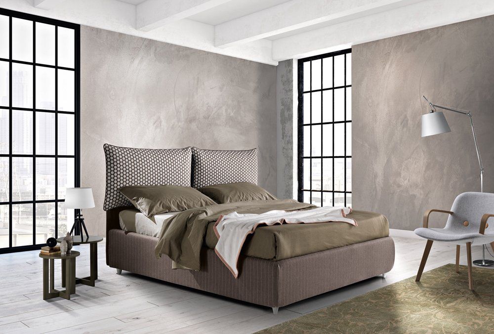 Letto Clay Imbottito color tortora