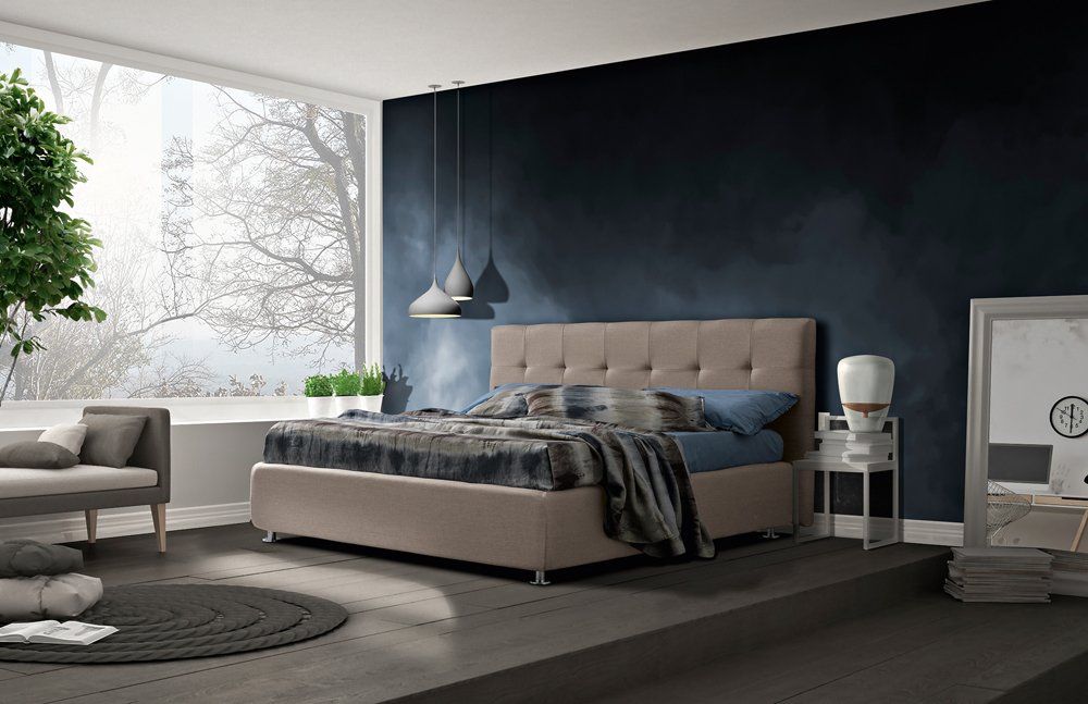 Letto Domino Imbottito grigio