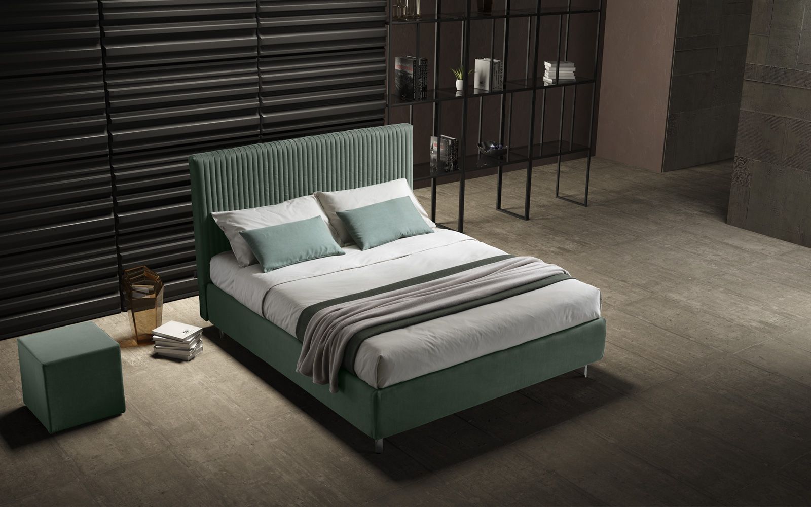 letto matrimoniale grigio