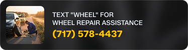Tow truck service ad with a roadside wheel repair scene and phone number (717) 578-4437 | 106 St Tire and Wheel