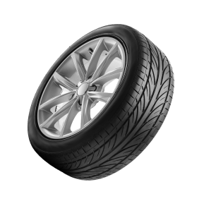 Car wheel and tire angled on a white background | 106 St Tire and Wheel