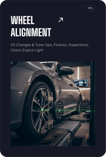 Wheel alignment service screen with car on alignment rack in a garage | 106 St Tire and Wheel