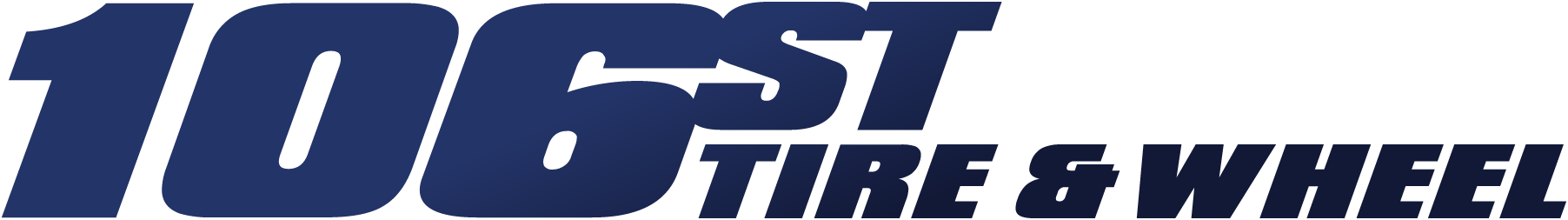 106ST Tire & Wheel logo in blue and gray italic text | 106 St Tire and Wheel