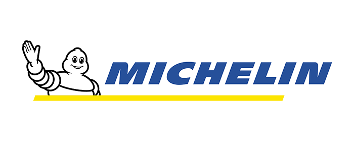 Michelin logo with the Bibendum mascot waving above a yellow line | 106 St Tire and Wheel