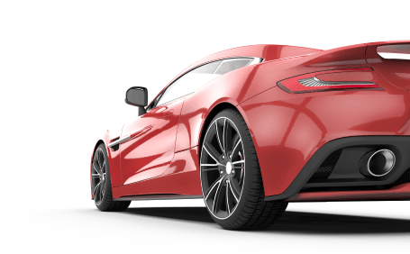 Red sports car shown from the rear side on a white background | 106 St Tire and Wheel