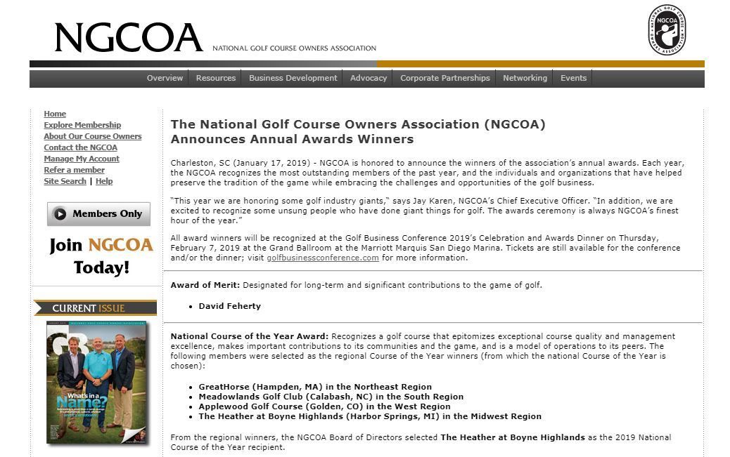 NGCOA is honored to announce the winners of the association’s annual awards.