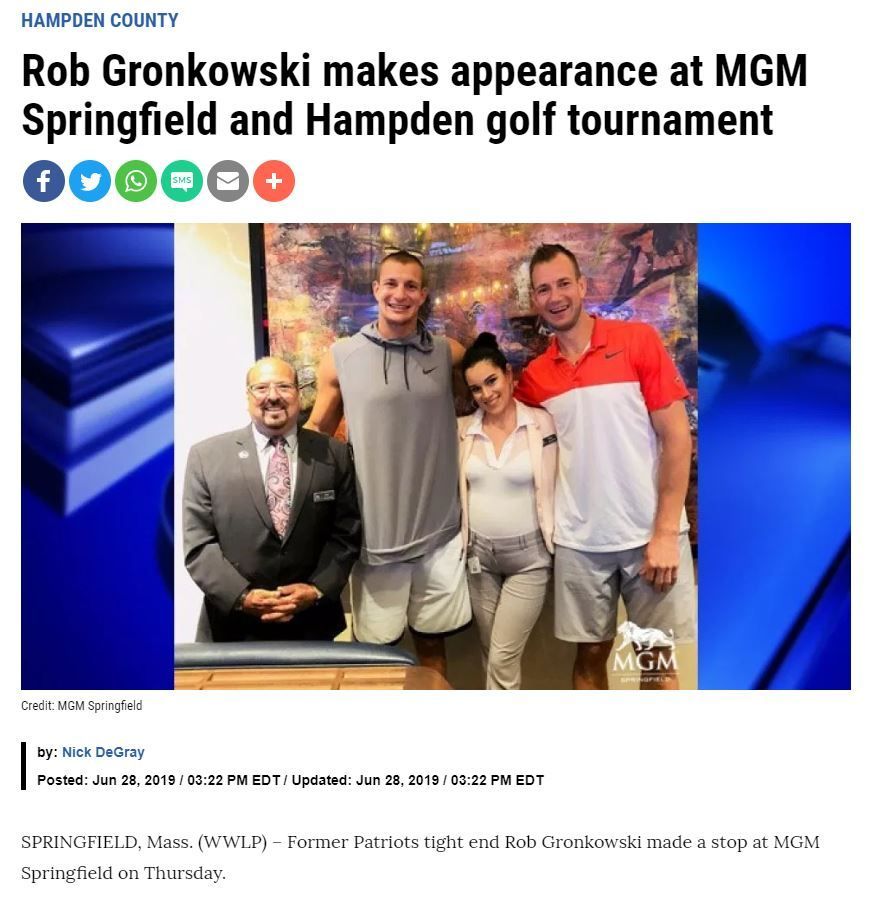 Rob Gronkowski makes appearance at MGM Springfield and Hampden golf tournament