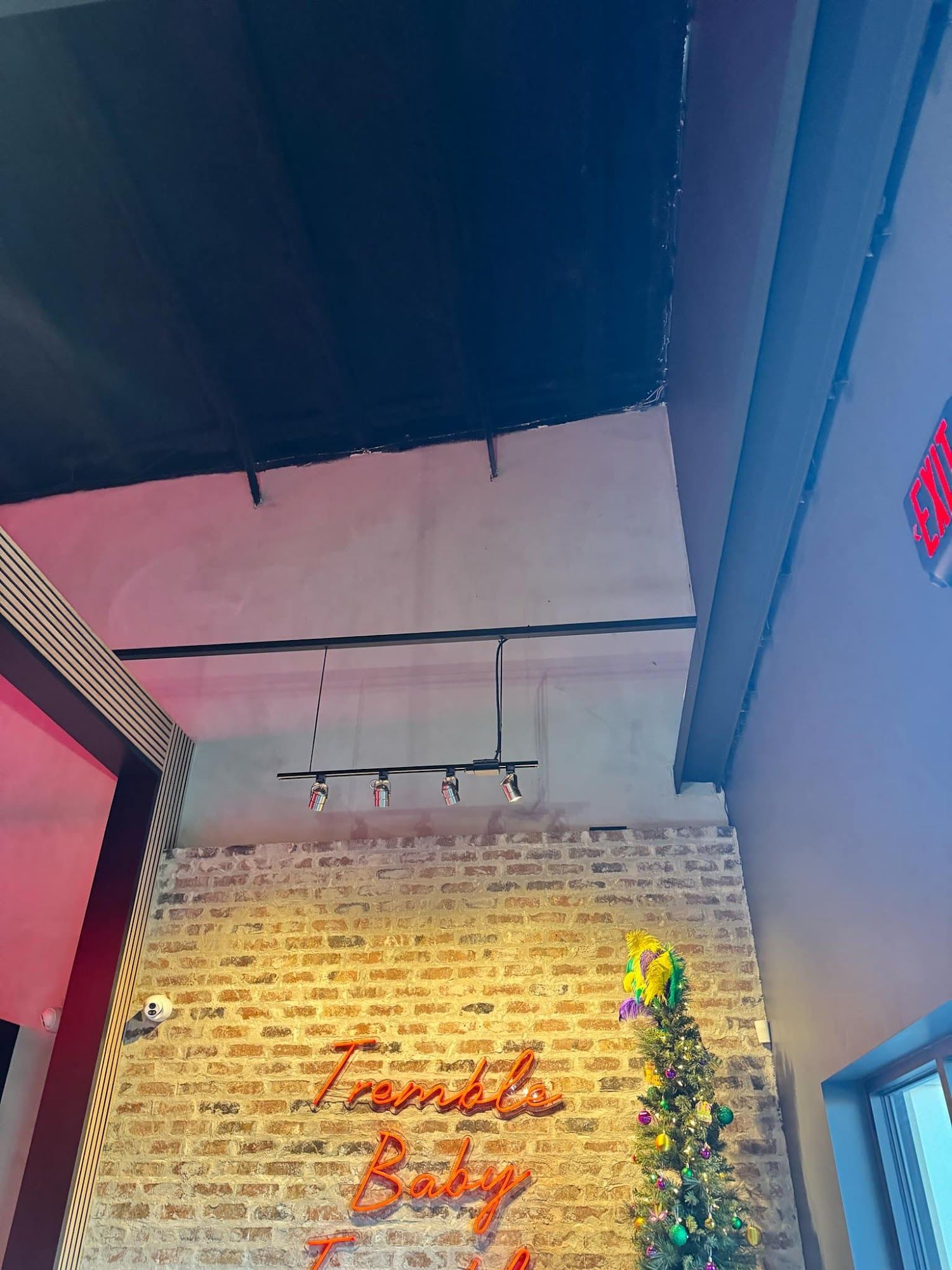 Brick wall with neon sign