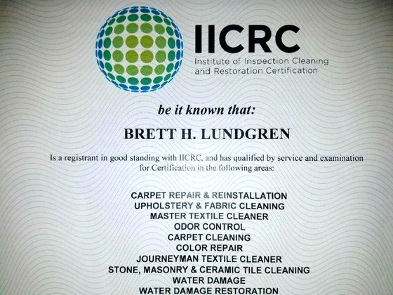 IICRC Certified Professional Brett Lundgren, Owner of B&B Carpet Cleaning