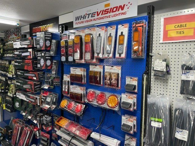 A Display Of Whitevision Automotive Lighting Products In A Store — Townsville Wholesale Panel & Parts In Garbutt, QLD