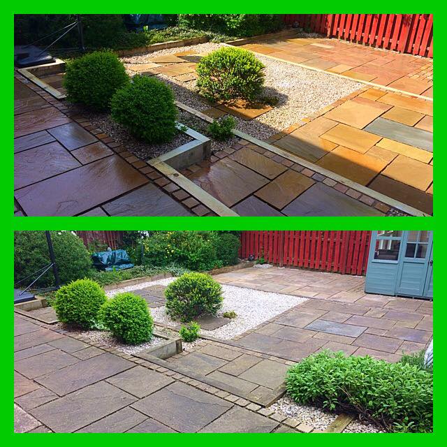 Before and after patio cleaning