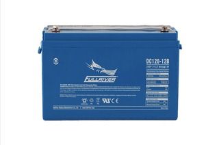 A Blue Battery Is Sitting On A White Surface — Rainbow Beach Auto Electrics In Rainbow Beach, QLD