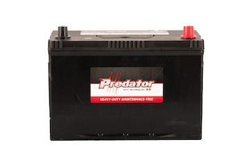 A Black Predator Battery Is Sitting On A White Surface — Rainbow Beach Auto Electrics In Rainbow Beach, QLD