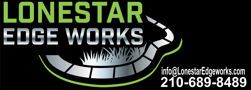 A logo for lonestar edge works with a phone number