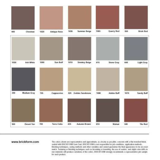 A color chart shows different shades of brown
