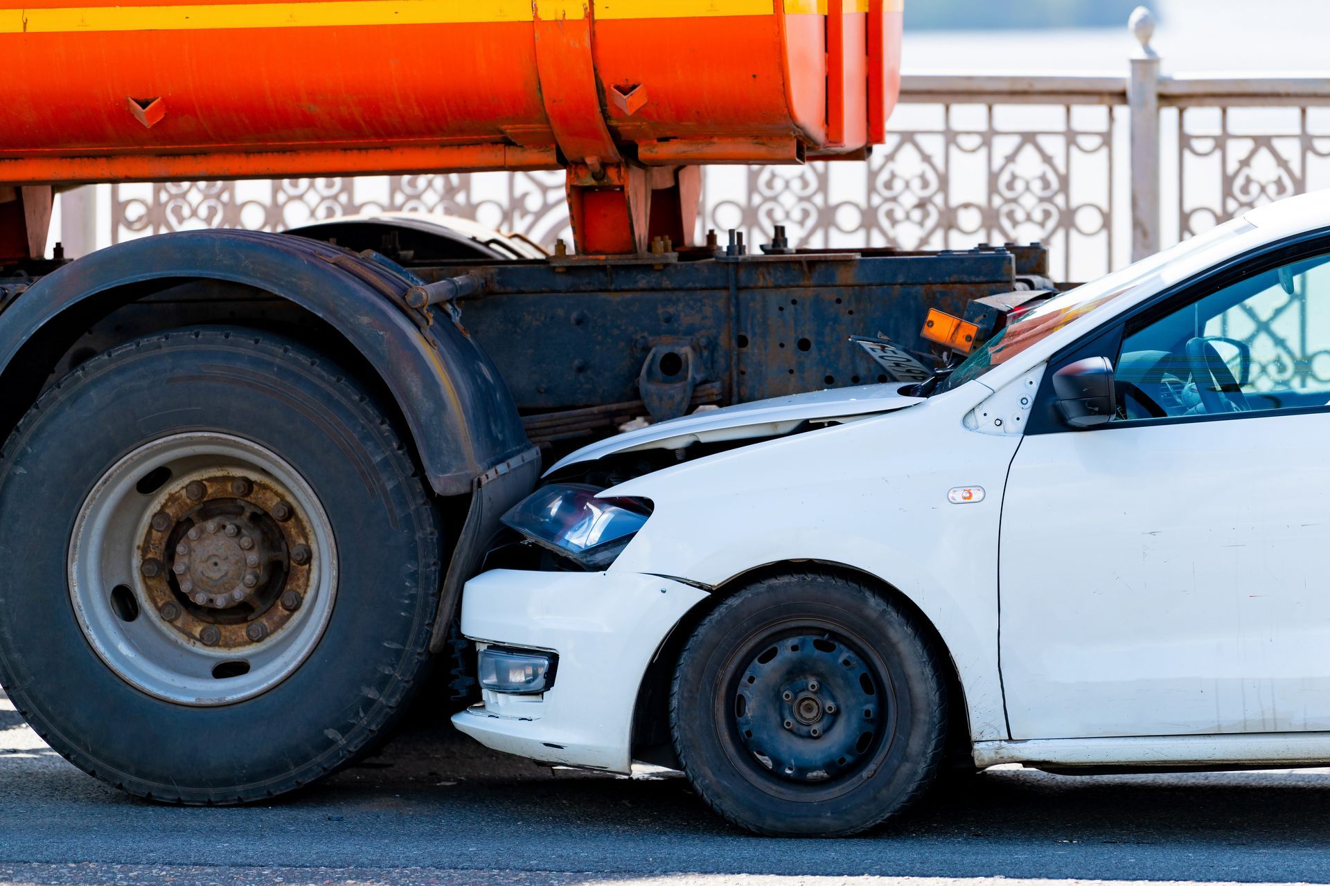 car rear ended a truck 