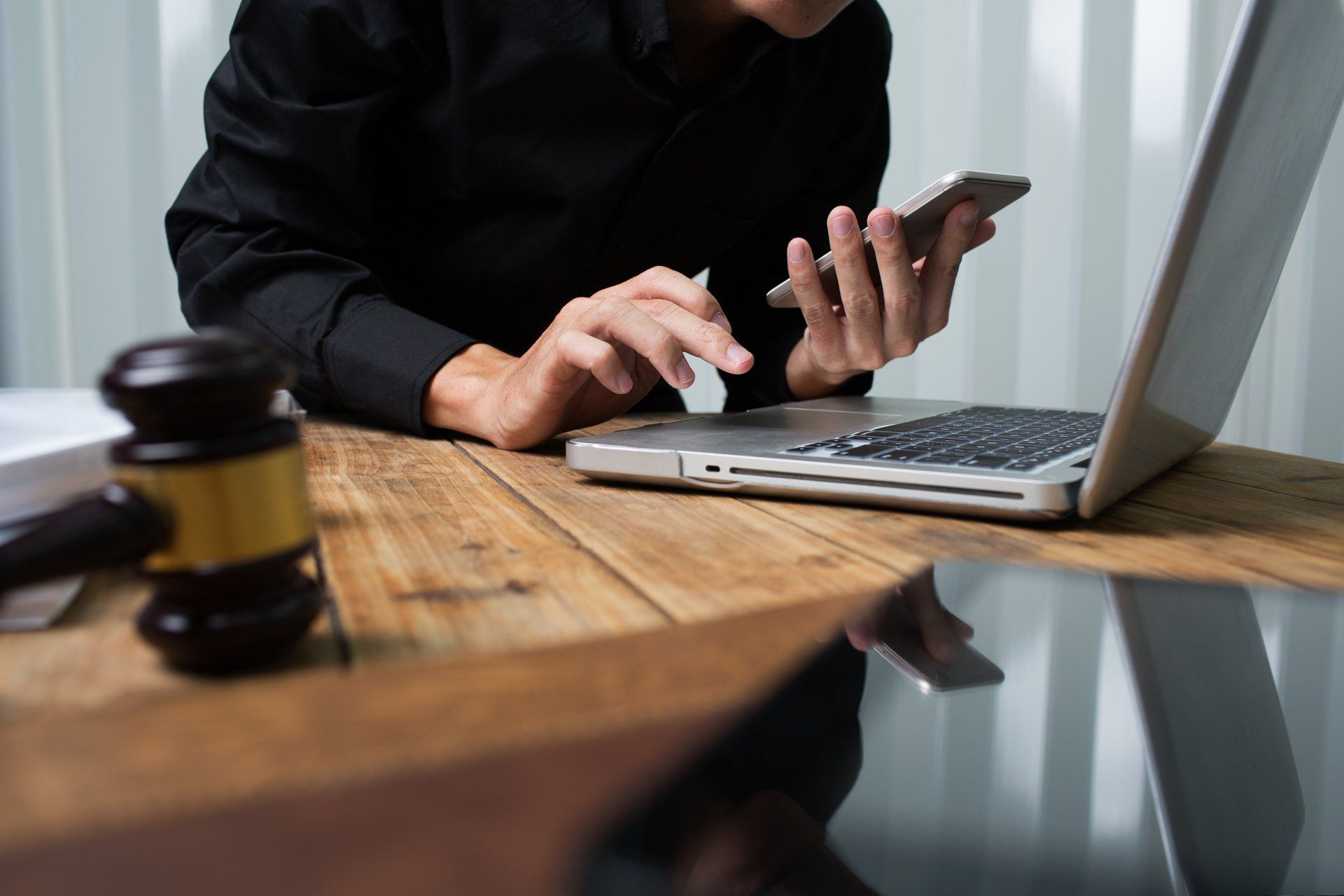 personal injury lawyer working on laptop