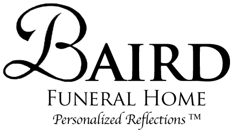 Logo for Baird Funeral Home, black text on white background.