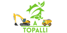 Ein Logo für ein Bauunternehmen mit einem Bagger und einem Muldenkipper.