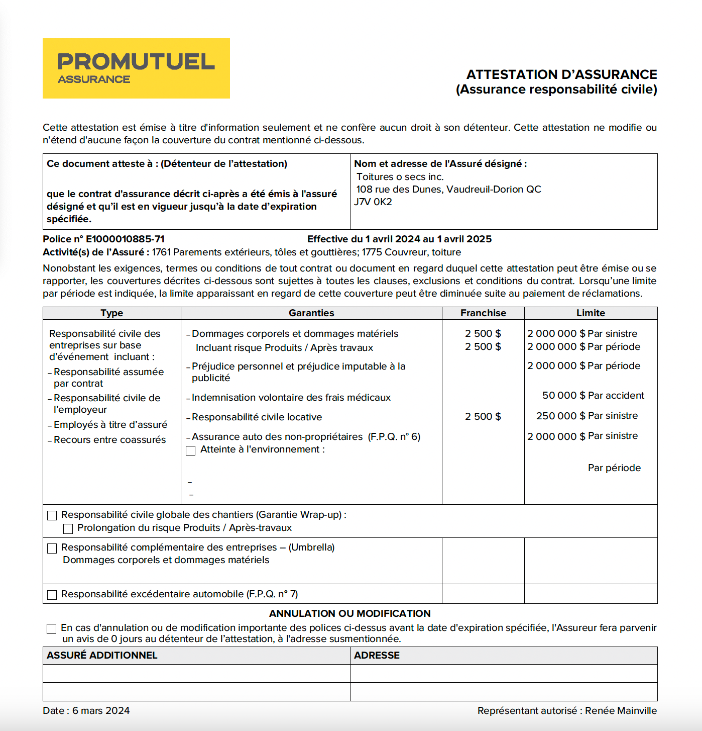 Un document avec le mot promutuel dessus
