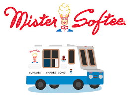 Mister Softee Richmond ice cream truck logo with soft serve and smiling cone mascot