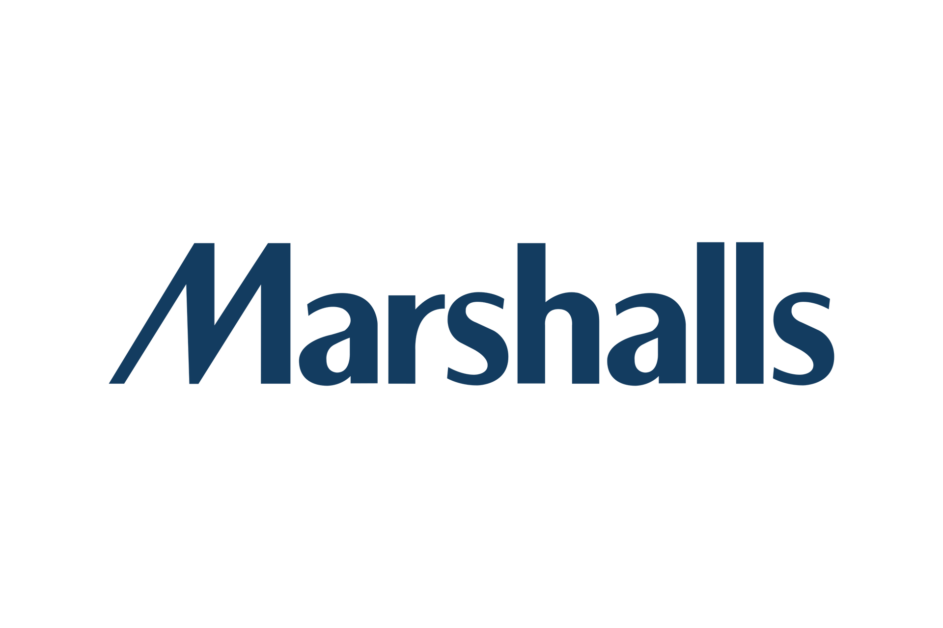 Marshalls logo in dark blue text on a white background.