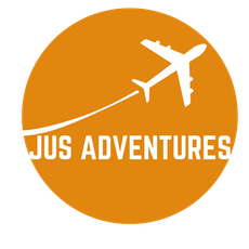 White airplane and vapor trail icon over the text 