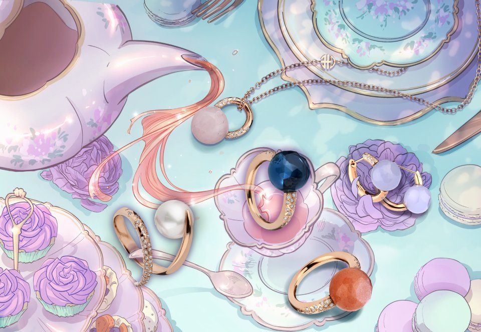 gioielli con perle e pietre colorate